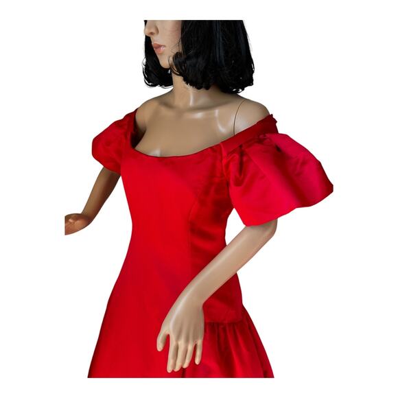 Sensational Scaasi 80's Red Off the Shoulder Formal Ball Gown Prom Dress size 10 - Picture 8 of 17